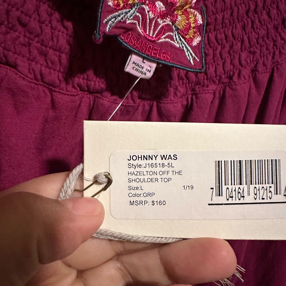 New Johnny Was Hazelton Off the Shoulder Embroidered Top‎ size Large Floral Boho - Picture 6 of 7